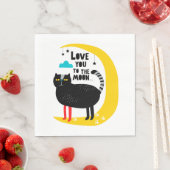 Serviette En Papier Chat sur la lune (En situation)