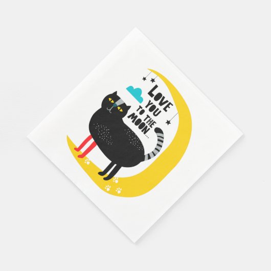 Serviette En Papier Chat sur la lune (Coin)