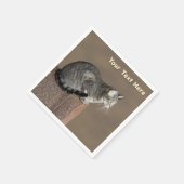 Serviette En Papier Chat Tabby Gris Fumé (Coin)