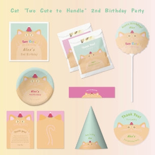 Serviette En Papier Chat "Two Cute to Handle" 2ème Anniversaire Vert M