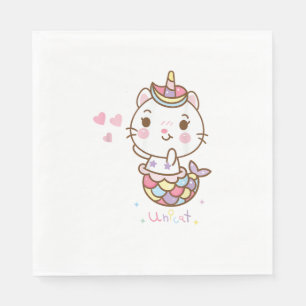 Serviette En Papier Chat Unicorn chemise - Unicat Mermaid Chat Je croi