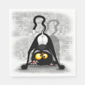 Serviette En Papier Chat Upside Down Funny Cartoon Caractère (Devant)