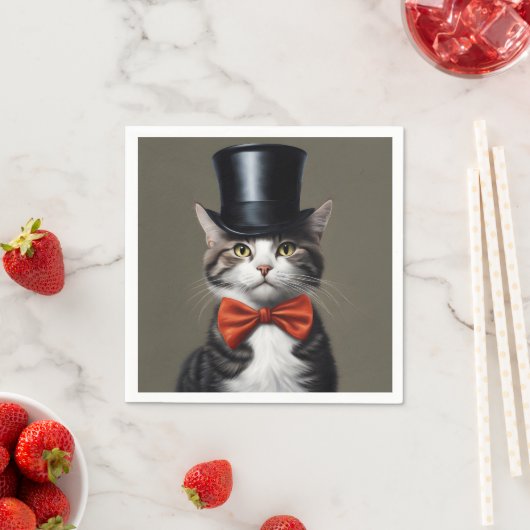 Serviette En Papier Chat victorien (En situation)