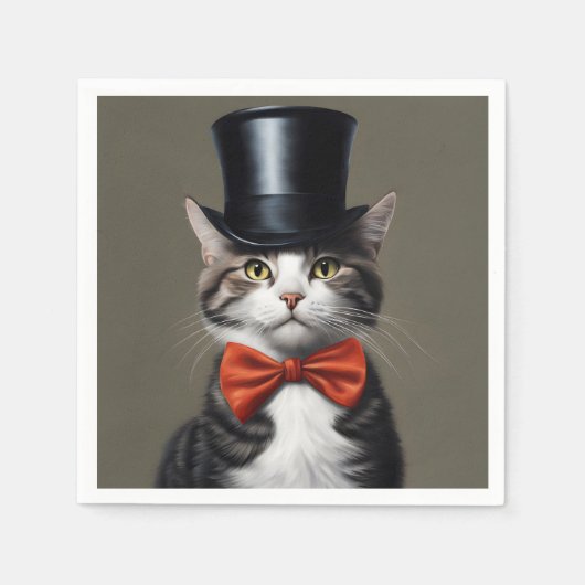Serviette En Papier Chat victorien (Devant)