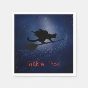 Serviette En Papier Chat volant sur une chambre Halloween serviettes