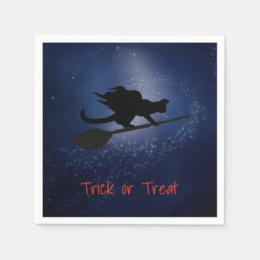 Serviette En Papier Chat volant sur une chambre Halloween serviettes (Devant)