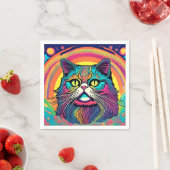Serviette En Papier Chat zen moderne (En situation)