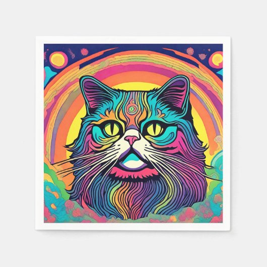 Serviette En Papier Chat zen moderne (Devant)