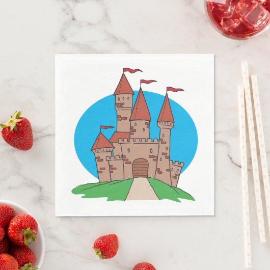Serviette En Papier Château avec drapeaux (En situation)