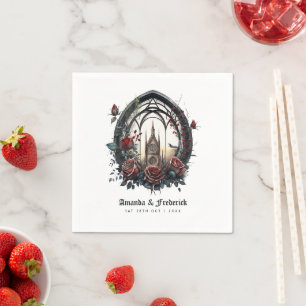 Serviette En Papier Château de fantasy sombre fenêtre gothique mariage