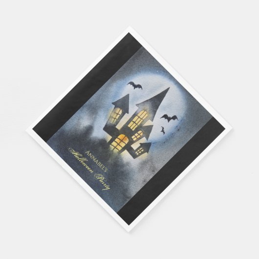 Serviette En Papier Château hanté éffrayant personnalisé (Coin)