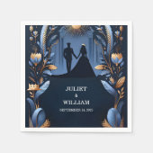 Serviette En Papier Château Luxueux Fuchsia Crown Royal Blue Mariage (Devant)