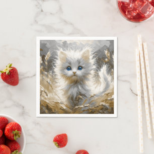 Serviette En Papier Chaton blanc précieux