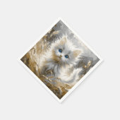 Serviette En Papier Chaton blanc précieux (Coin)
