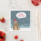 Serviette En Papier Chaton caricaturale, chatte de noël santa (En situation)