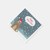 Serviette En Papier Chaton caricaturale, chatte de noël santa (Coin)