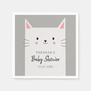 Serviette En Papier Chaton mignon de baby shower de thème de chat de