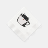 Serviette En Papier Chaton noir avec nez rouge caché dans une tasse (Coin)