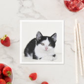 Serviette En Papier Chaton noir et blanc (En situation)