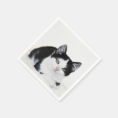 Serviette En Papier Chaton noir et blanc (Coin)