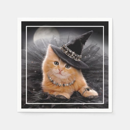 Serviette En Papier Chaton sorcière glamour (Devant)