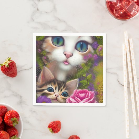 Serviette En Papier Chatons adorables 8 (En situation)