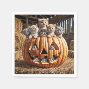 Serviette En Papier Chatons Dans Citrouille d'Halloween