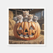 Serviette En Papier Chatons En Citrouille Halloween (Devant)