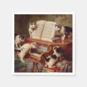 Serviette En Papier Chatons et piano (Devant)