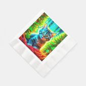 Serviette En Papier Chatons gris mignons avec arbres de Noël (Coin)