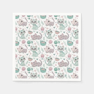Serviette En Papier Chatons joueurs & empreintes de pattes - Art de mo
