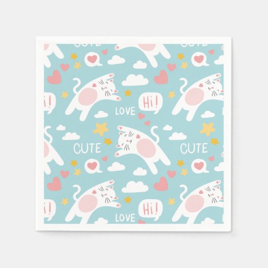 Serviette En Papier Chats (Devant)