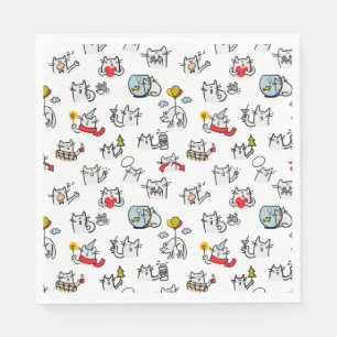 Serviette En Papier Chats amusants, lait et magie.