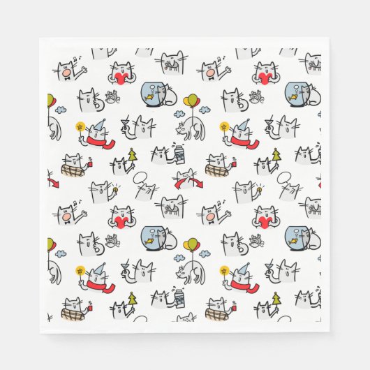 Serviette En Papier Chats amusants, lait et magie. (Devant)