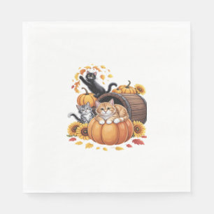 Serviette En Papier Chats Automne Citrouilles d'Automne Action de Grâc