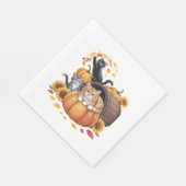 Serviette En Papier Chats Automne Citrouilles Thanksgiving Sunflower O (Coin)