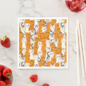 Serviette En Papier Chats blancs et gingembre motif yeux verts yeux bl (En situation)