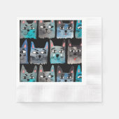 Serviette En Papier Chats bleus (Devant)