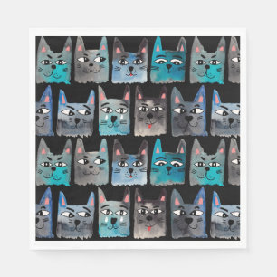 Serviette En Papier Chats bleus