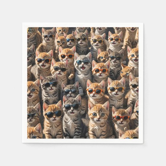 Serviette En Papier Chats cool portant des lunettes de soleil (Devant)