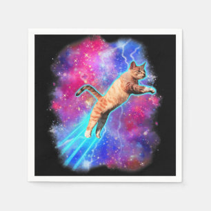 Serviette En Papier Chats cosmiques Funny Espace extra-atmosphérique T