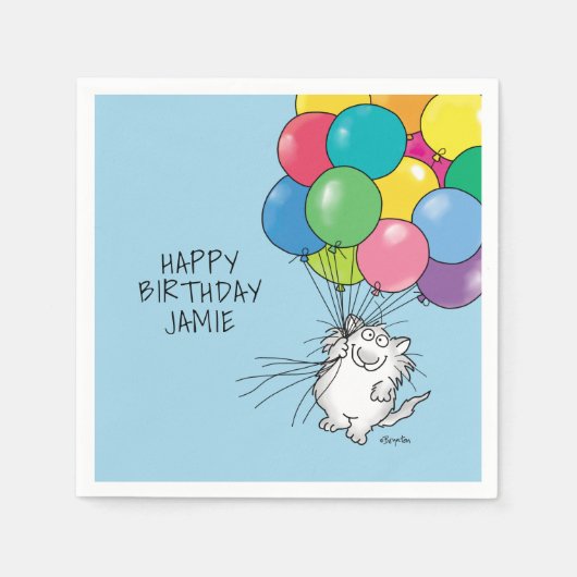 Serviette En Papier CHATS D'ANNIVERSAIRE par Sandra Boynton Napkins (Devant)