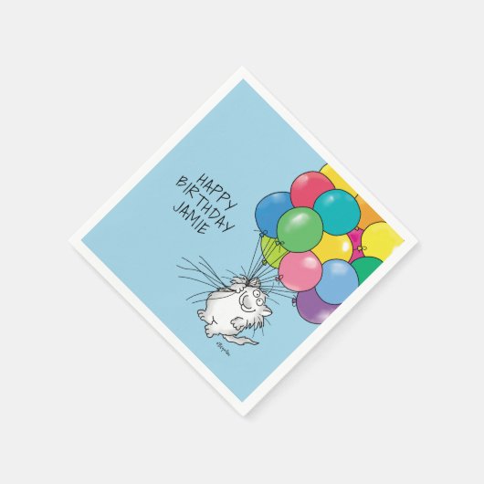Serviette En Papier CHATS D'ANNIVERSAIRE par Sandra Boynton Napkins (Coin)