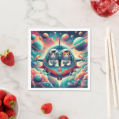 Serviette En Papier Chats dans des serviettes spatiales ! (En situation)