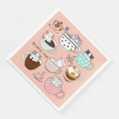 Serviette En Papier Chats dans des tasses à café (Coin)