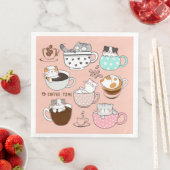 Serviette En Papier Chats dans des tasses à café (En situation)