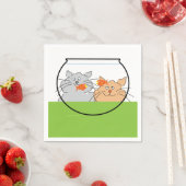 Serviette En Papier Chats dans un bol de pêche (En situation)