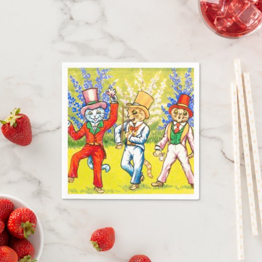 Serviette En Papier Chats dansants (En situation)