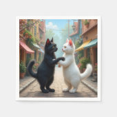 Serviette En Papier Chats Danse Lente Sur La Rue Cobblestone (Devant)