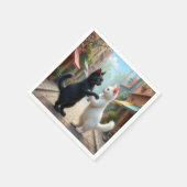 Serviette En Papier Chats Danse Lente Sur La Rue Cobblestone (Coin)